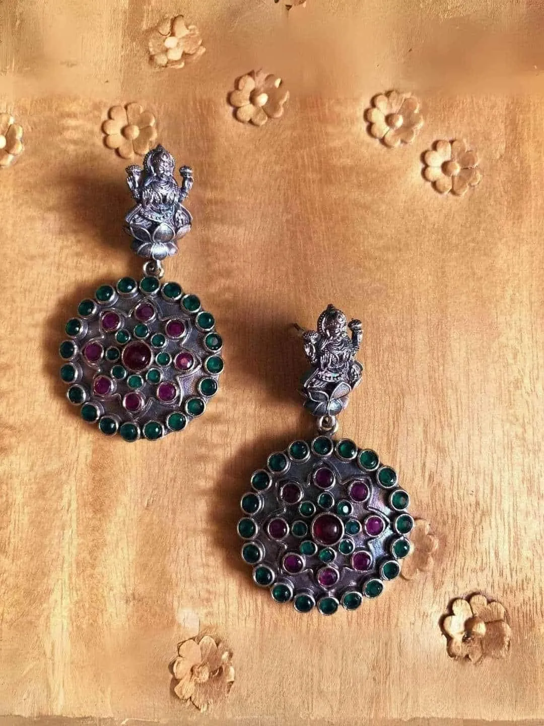 Lakshmi Oxidized Round Earring