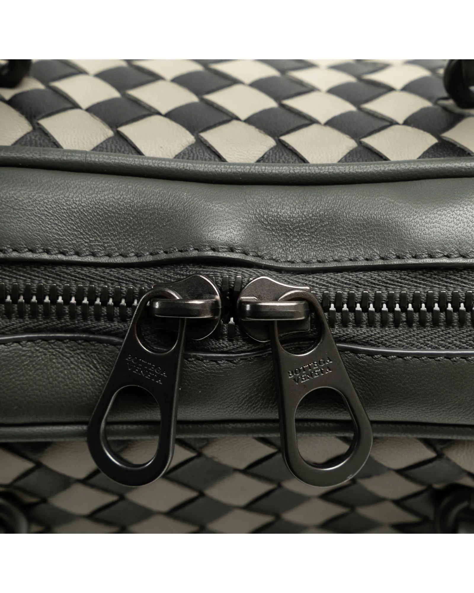 Leather Briefcase with Intrecciato Details