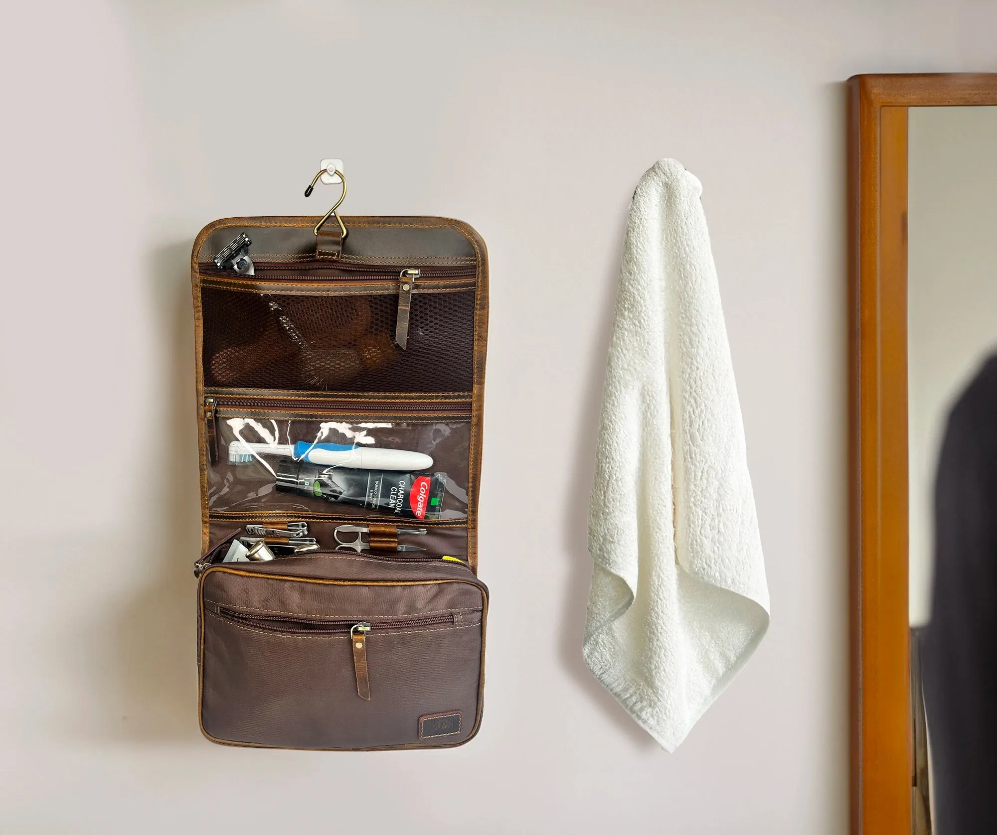 Leather Hanging Toiletry Bag