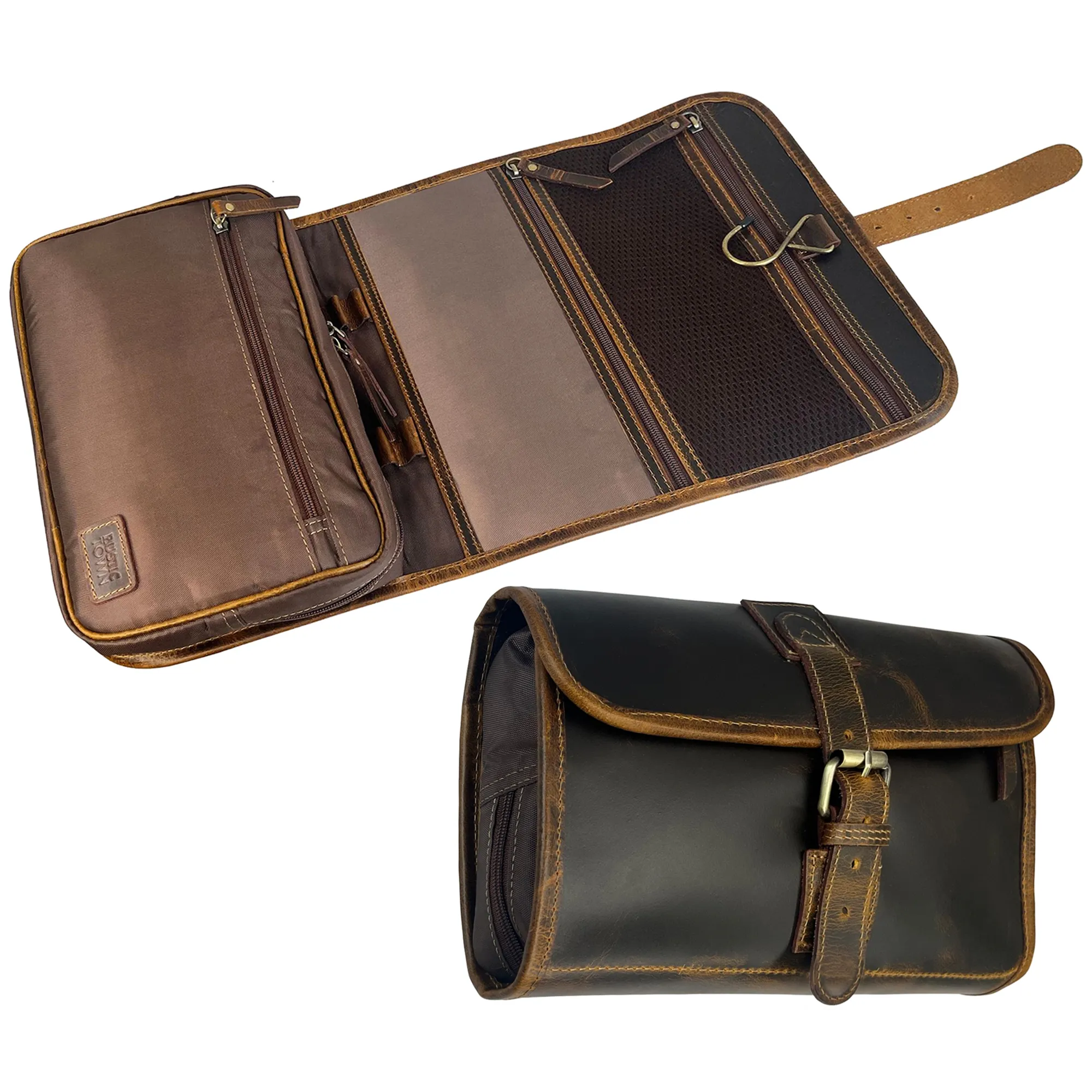 Leather Hanging Toiletry Bag