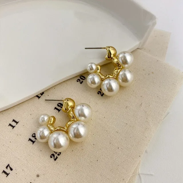 Long Dangle Earrings for Women 2021 Fashion Full Crystal Simulated Pearl Tassel Drop Earring Vintage Gold Brincos Jewelry