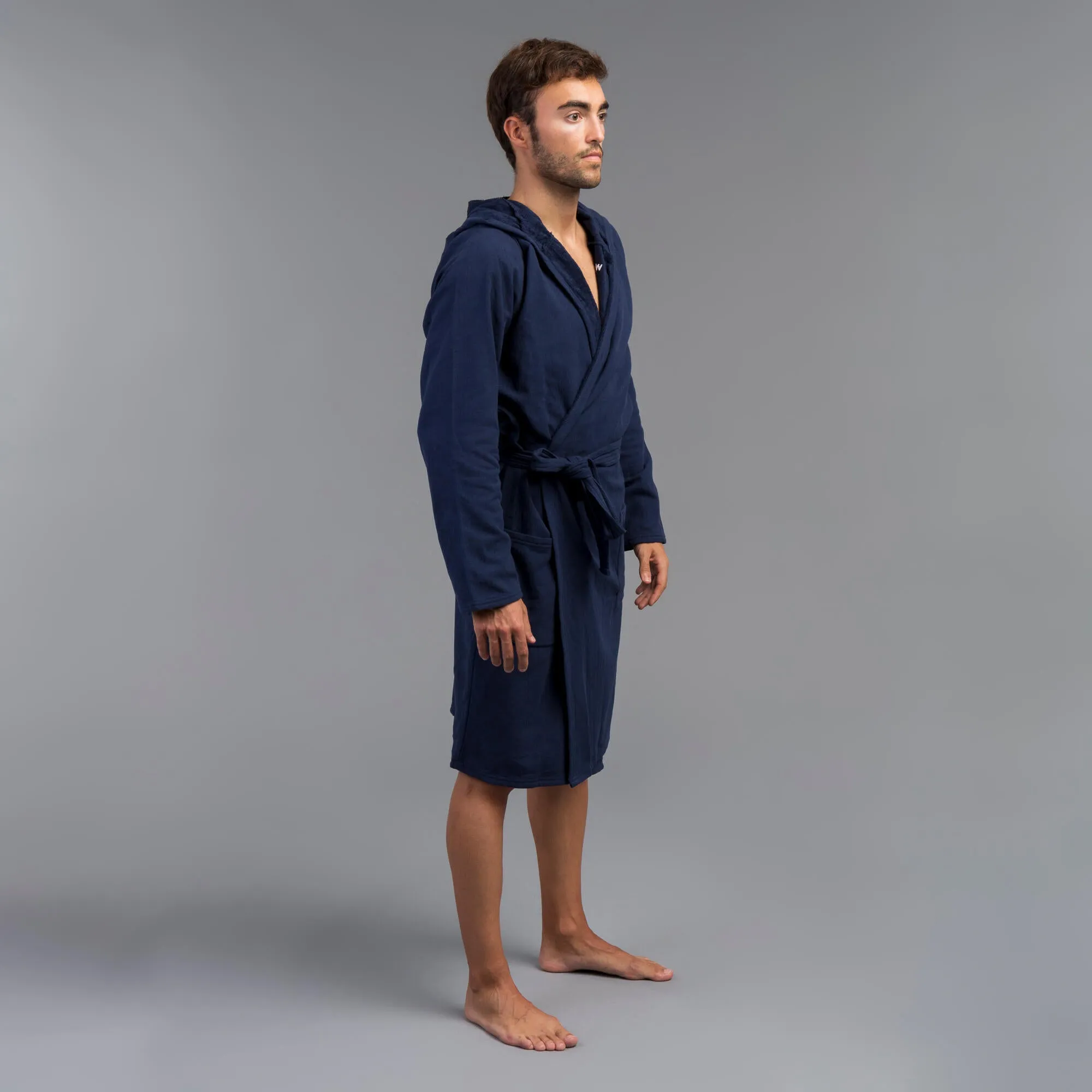 Men's organic cotton robe - dark blue WATKO, dark blue