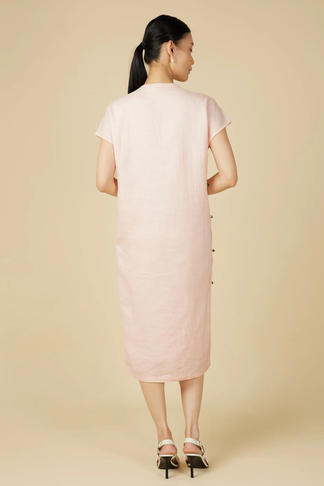 Minimalist Cheongsam Dress in Light Pink