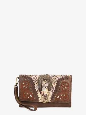 Montana West Cut-out Western Floral Buckle Crossbody Wallet