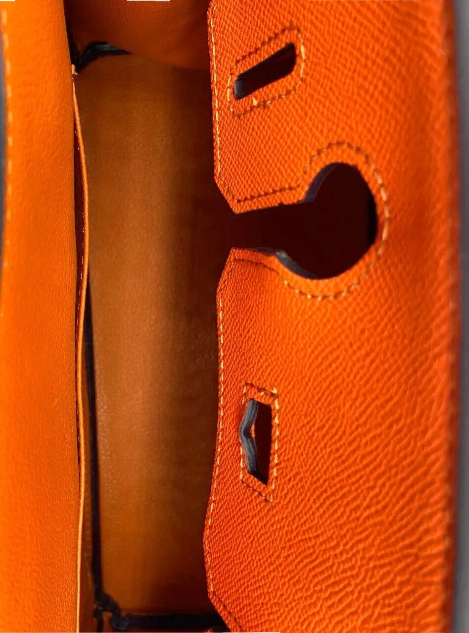 Orange Leather Cowhide Handbag