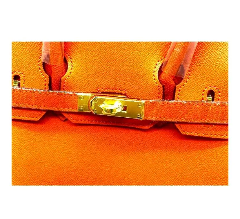 Orange Leather Cowhide Handbag