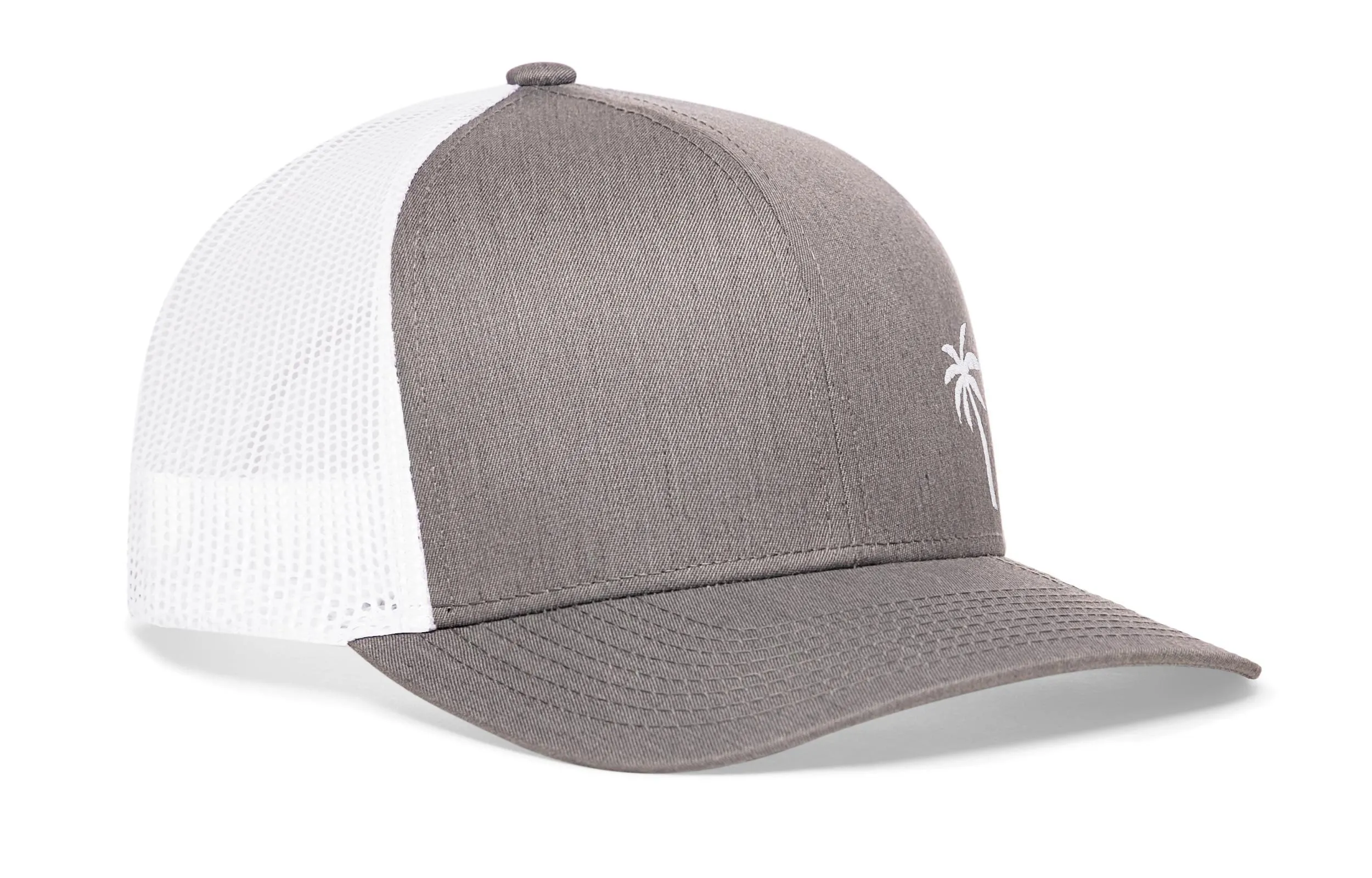 Palm Tree Trucker Hat  |  Gray White Island Snapback