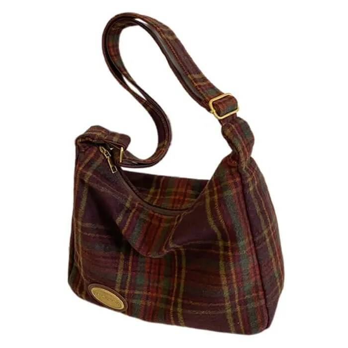 Preppy Style Plaid Shoulder Bag