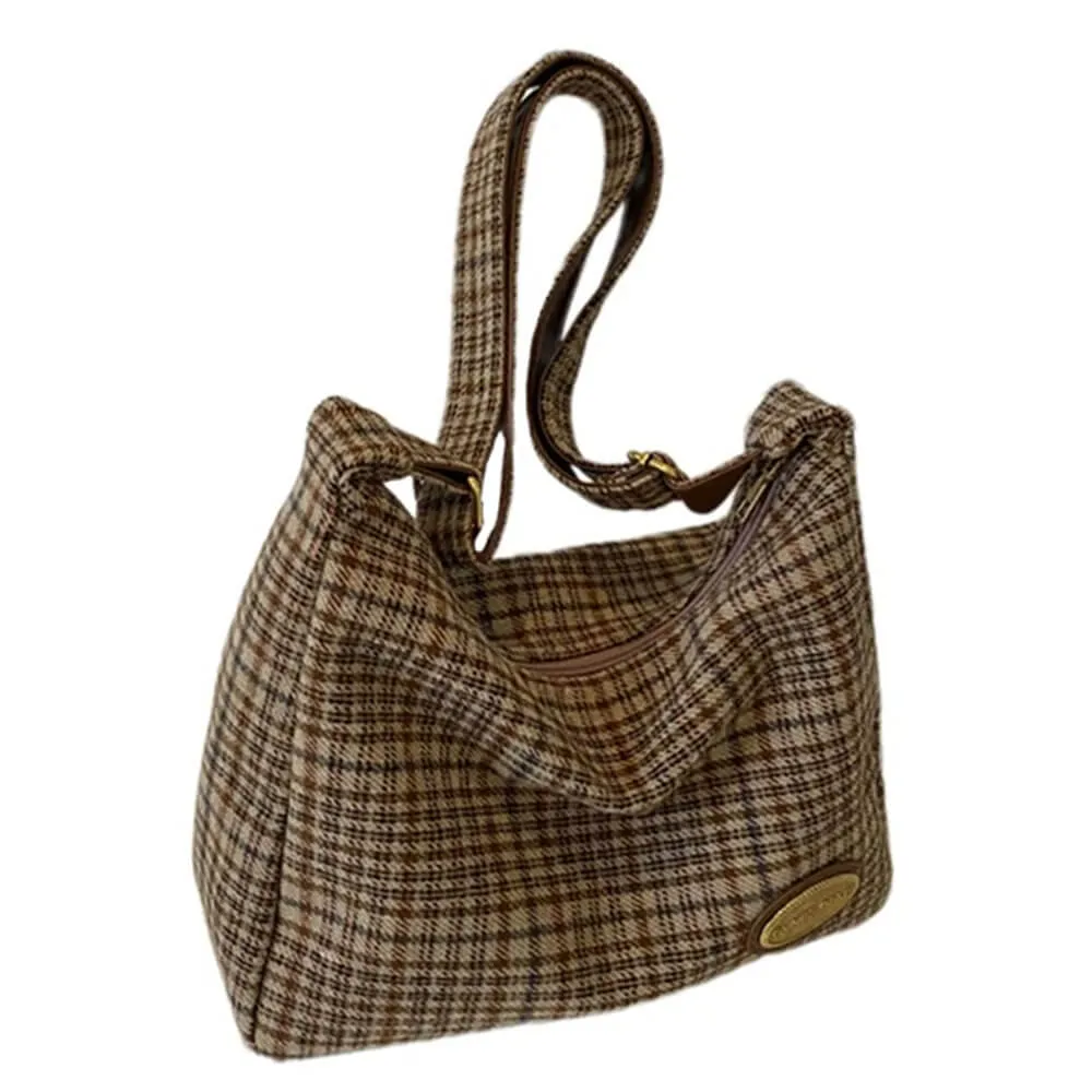 Preppy Style Plaid Shoulder Bag