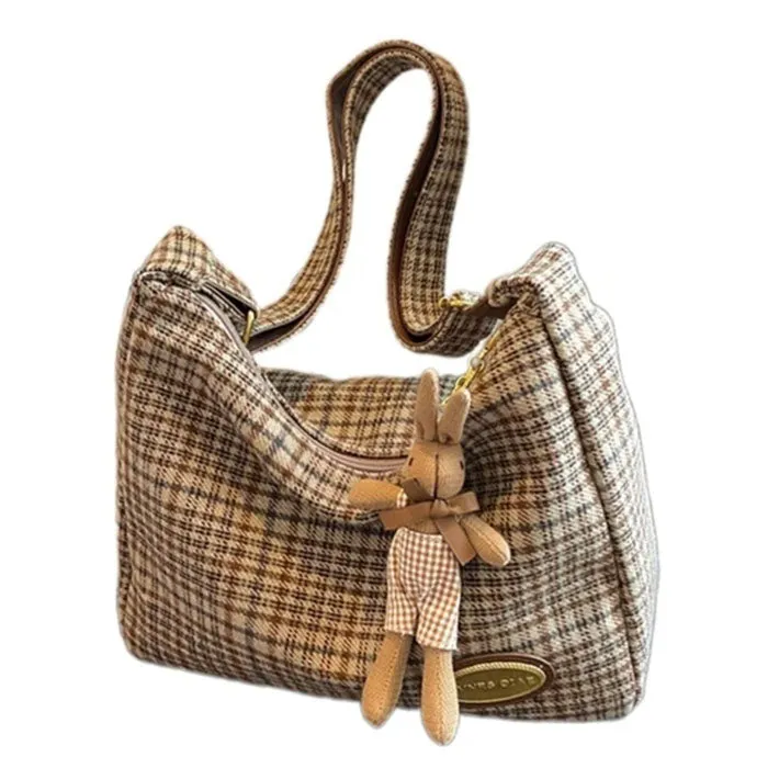 Preppy Style Plaid Shoulder Bag