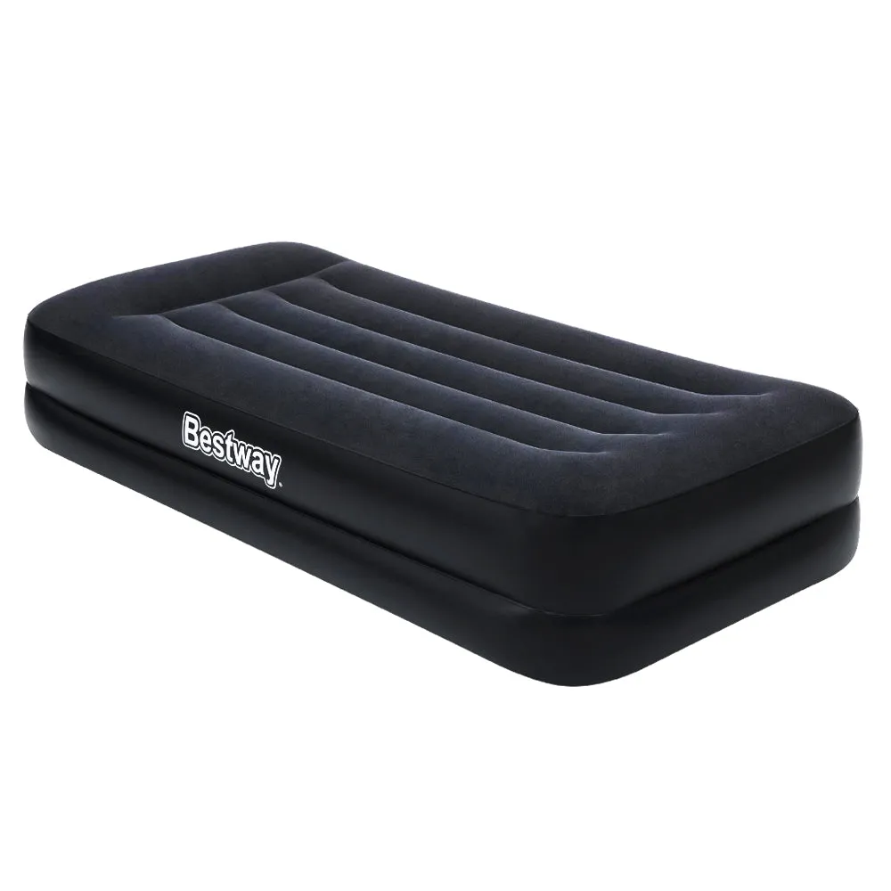 Quick-Inflate Black Single Air Mattress with Built-In Pump Bestway