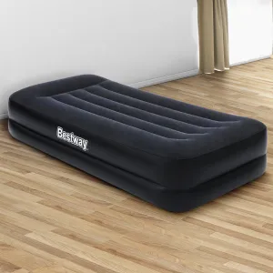 Quick-Inflate Black Single Air Mattress with Built-In Pump Bestway