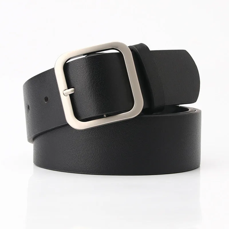 Retro Simple All-Match Square Buckle PU Leather Popular Belt for Women