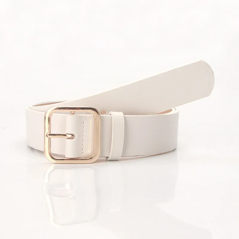 Retro Simple All-Match Square Buckle PU Leather Popular Belt for Women