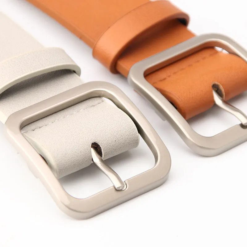 Retro Simple All-Match Square Buckle PU Leather Popular Belt for Women