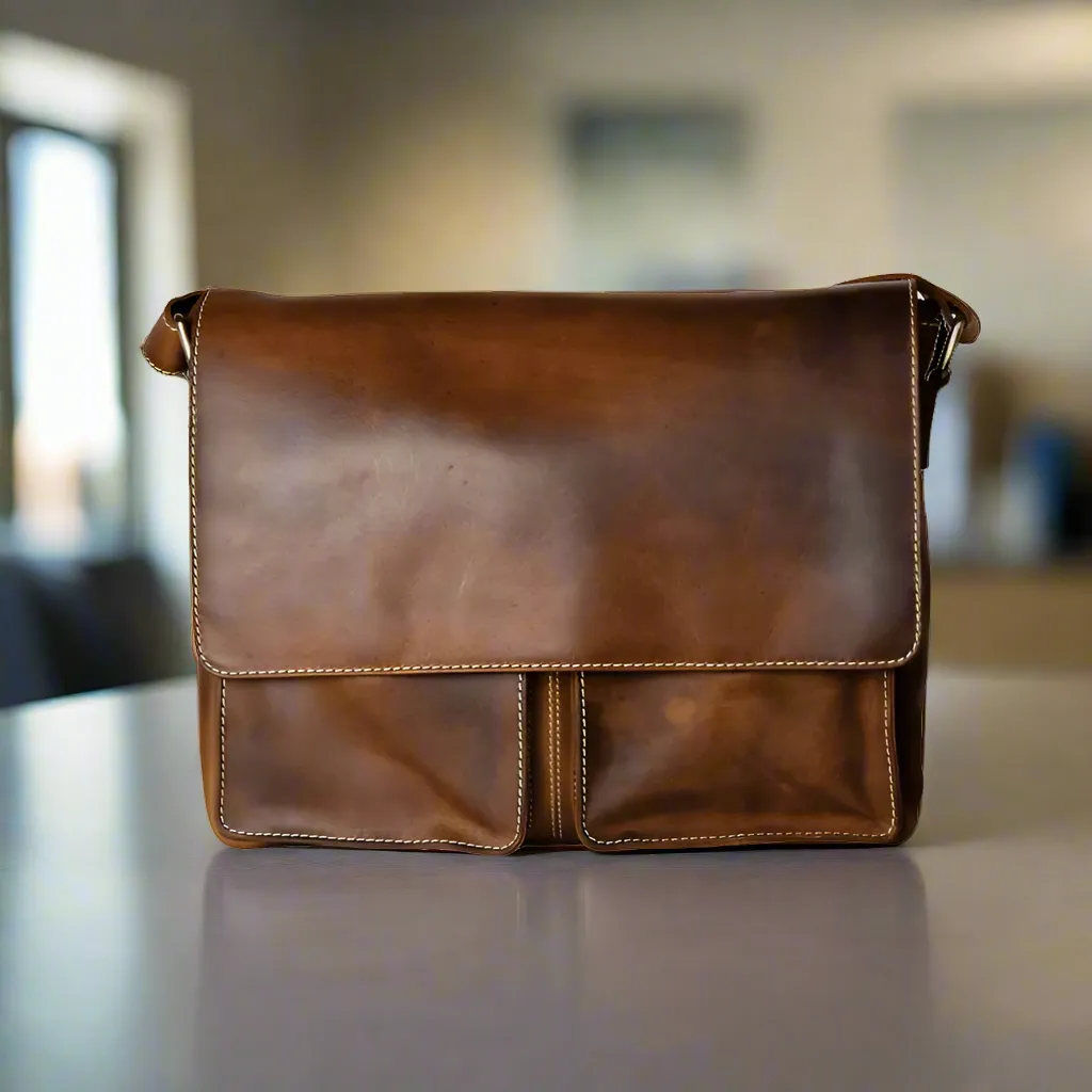 Rugged Earth Leather Messenger Bag