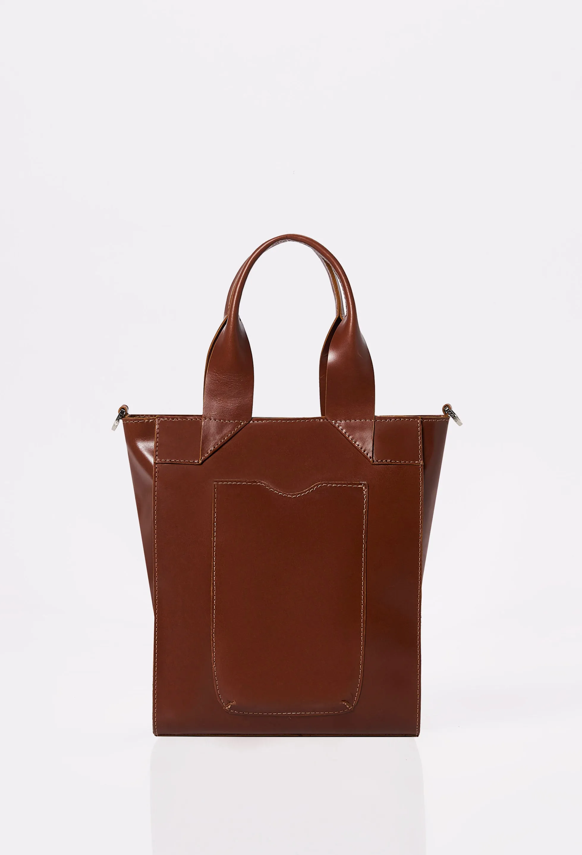 Tan Leather Mini Tote Bag 'Lambro'