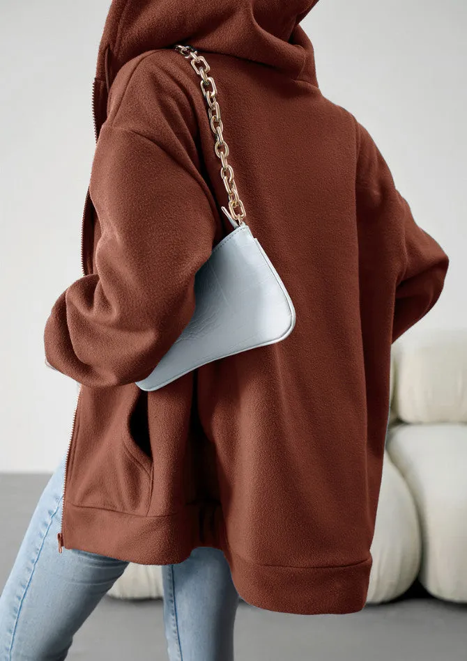 Trendy Solid Color Hooded Cardigan Jacket