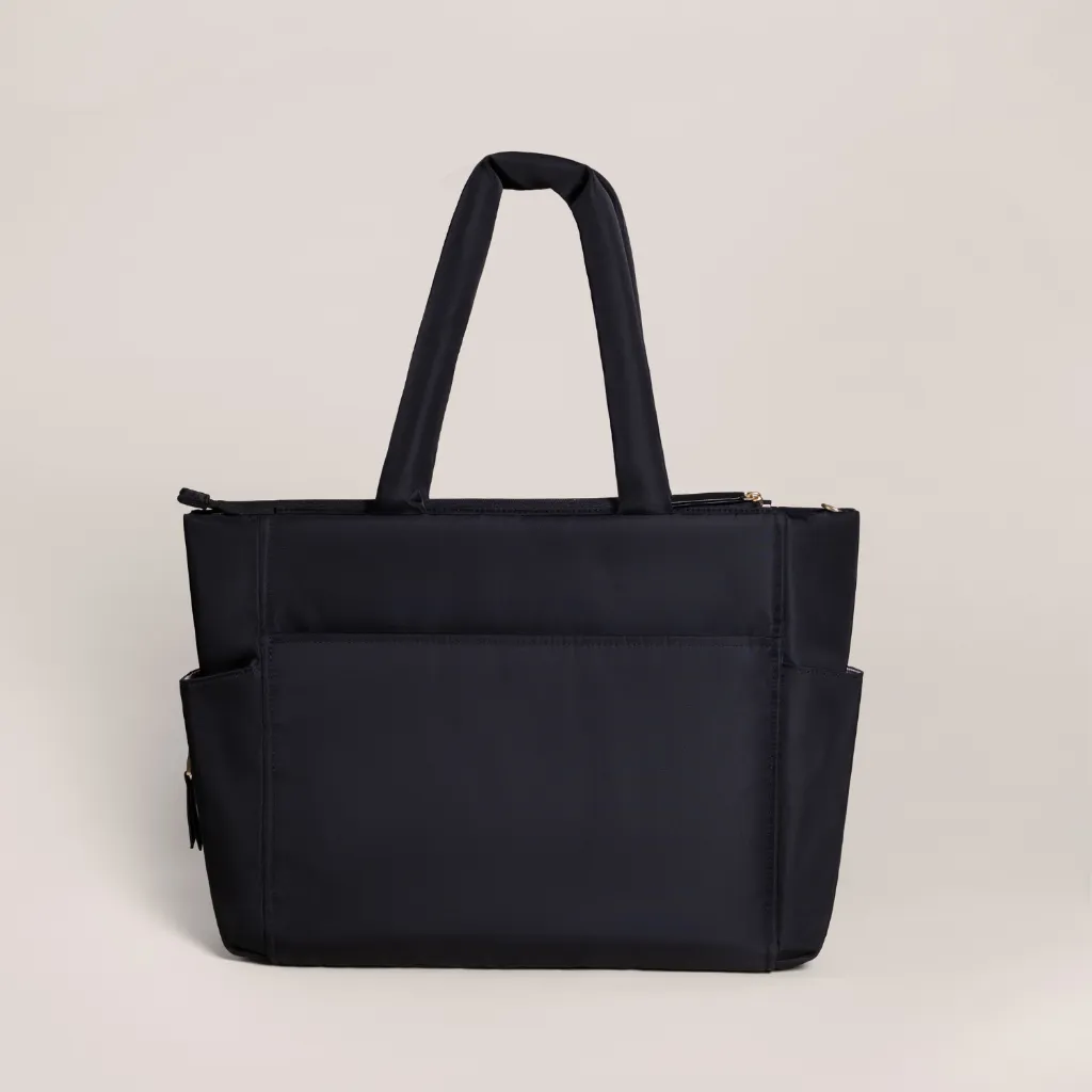 Utility-Strap Tote Diaper Bag - Black