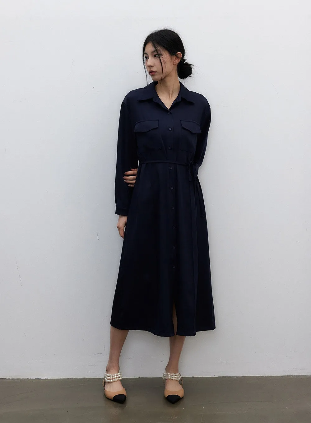 Waist Detail Maxi Shirt Dress IY331