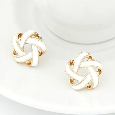 Wenkouban 2022 Enamel Pendientes Femme Fashion Gold Color Stud Earrings for Women Piercing Flower Brinco boucle d'oreille Bijoux