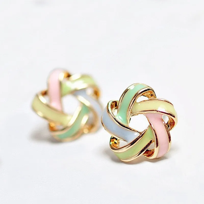 Wenkouban 2022 Enamel Pendientes Femme Fashion Gold Color Stud Earrings for Women Piercing Flower Brinco boucle d'oreille Bijoux