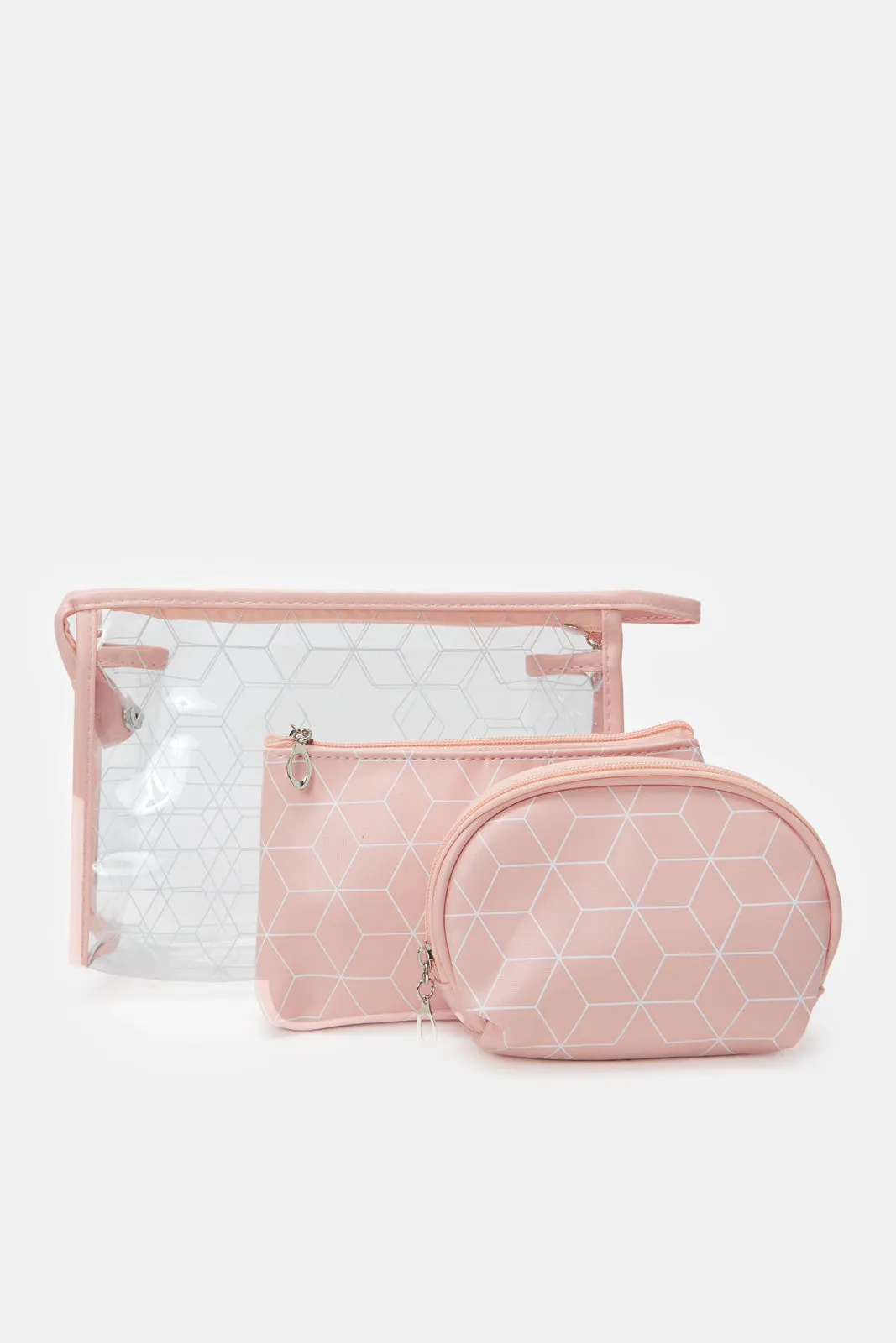 Women Pink Cosmetic Bag Set (3 Piece)