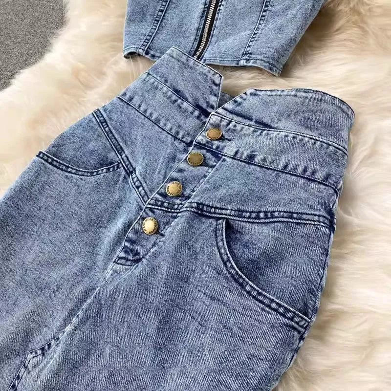 women's denim skirt trendy     S4583